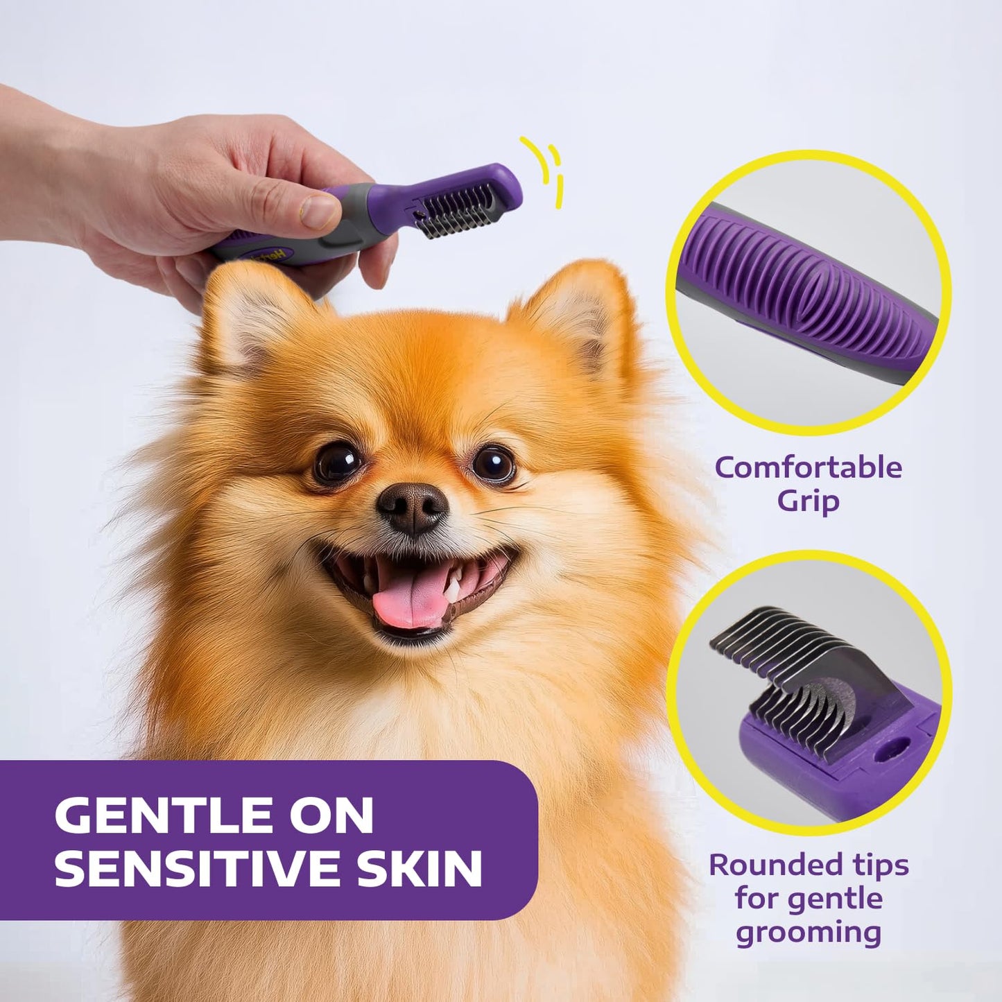 Hertzko Cat and Dog Dematting Tools Single Sided Dog and Cat Dematting Comb - for All Pets - Effortlessly Removes Tangles, Mats, and Loose Fur - Safe, Easy Grooming for Cats and Dog - Large