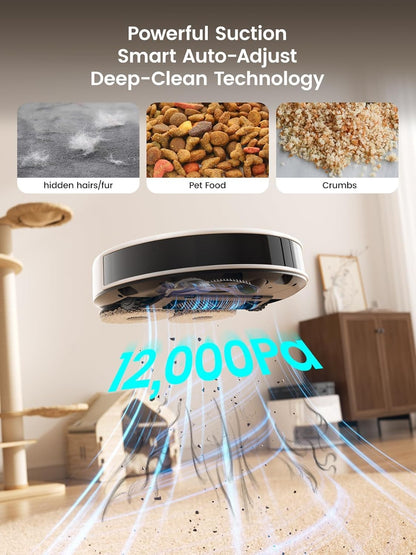 Lefant M210 Pro Robot Vacuum, Slim Quiet, 3 Adjustable Suction Levels, 6 Modes, Robot Vacuum Cleaner for Pet Hair, Hard Floors & Low Carpets, Self-Charging, WiFi/App/Alexa Control, Gray