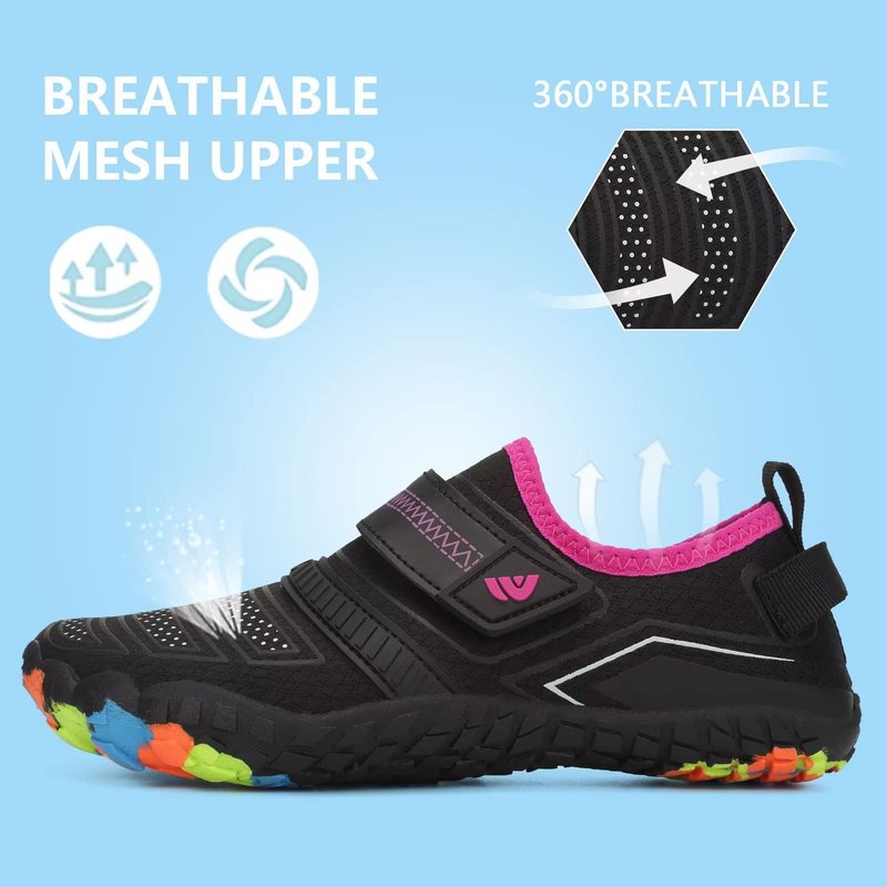 Kids Boys & Girls Water Shoes Lightweight Comfort Sole Easy Walking Athletic Slip on Aqua 5 Toe Sock(Toddler/Little Kid/Big Kid) U222WZ576.SA-Black.Purple-25