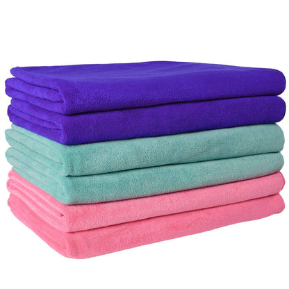 JML Microfiber Towels, Bath Towel Sets (6 Pack, 27" x 55") - Extra Absorbent, Fast Drying, Multipurpose for Bath, Swimming, Fitness, Sports, Yoga, Dark Blue/Green/Pink