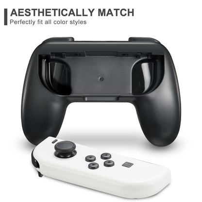 Gepicest Switch Accessories Grip Holder for Joycon Controller Compatible with Switch Handheld Remote, Kit Set Grips Holder for Dual Joycon Remote Controller Black 4 Packs