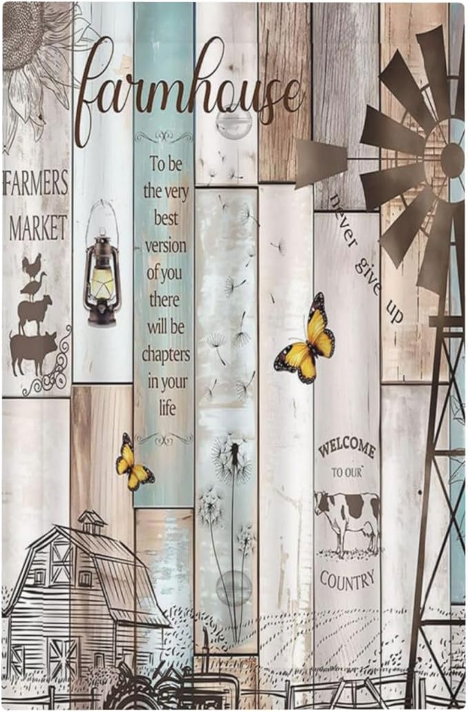 Rustic Western Farmhouse Windmill 1 Gang Decorative light switch plate Cover Vintage Barn Wooden Plank Inspirational Quote Blank Wall Plate No Device Switchplate Electrical Faceplate