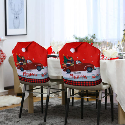 6 Pcs Christmas Chair Covers Santa Hat Red Slipcovers Chair Back Covers Xmas Chair Covers Decoration for Home Dinner Christmas Banquet Party Festival Decor, 23.6 x 19.6 Inch