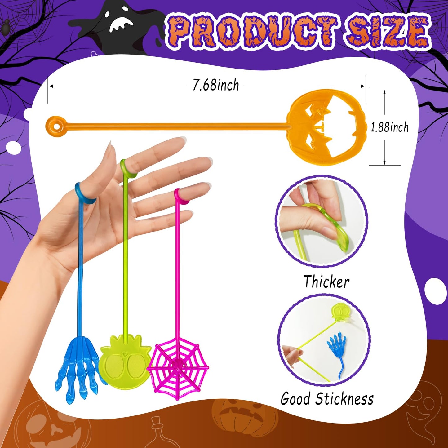 Halloween Sticky Hands Bulk 42PCS Halloween Party Favors for Kids Stretchy Sticky Hand Toy Halloween Goodie Bag Stuffers Fillers Trick or Treat Halloween Party Supplies Toys Classroom Prizes for Kids