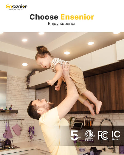 Ensenior 4 Pack 4 Inch LED Recessed Light, Dimmable, 4000K Cool White, 750LM High Brightness, 9W 120V, Damp Rated, Ultra-Thin Canless Wafer Ceiling Light - ETL & FCC & IC