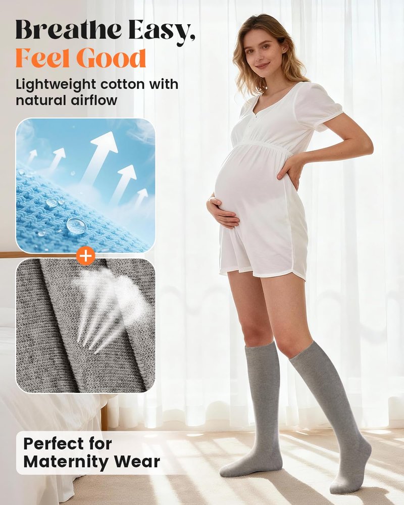 LEVSOX Cotton Compression Socks for Women Men 20-30 mmHg Knee High Cute Support Sock for Pregnancy Flying Nurses