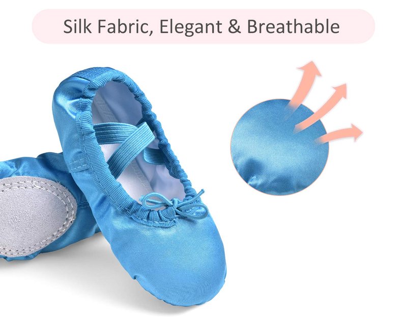Stelle Ballet Shoes for Girls Satin/Ribbons Ballet Slippers Dance Shoes(Toddler/Little/Big Kids)(Blue,7MT)