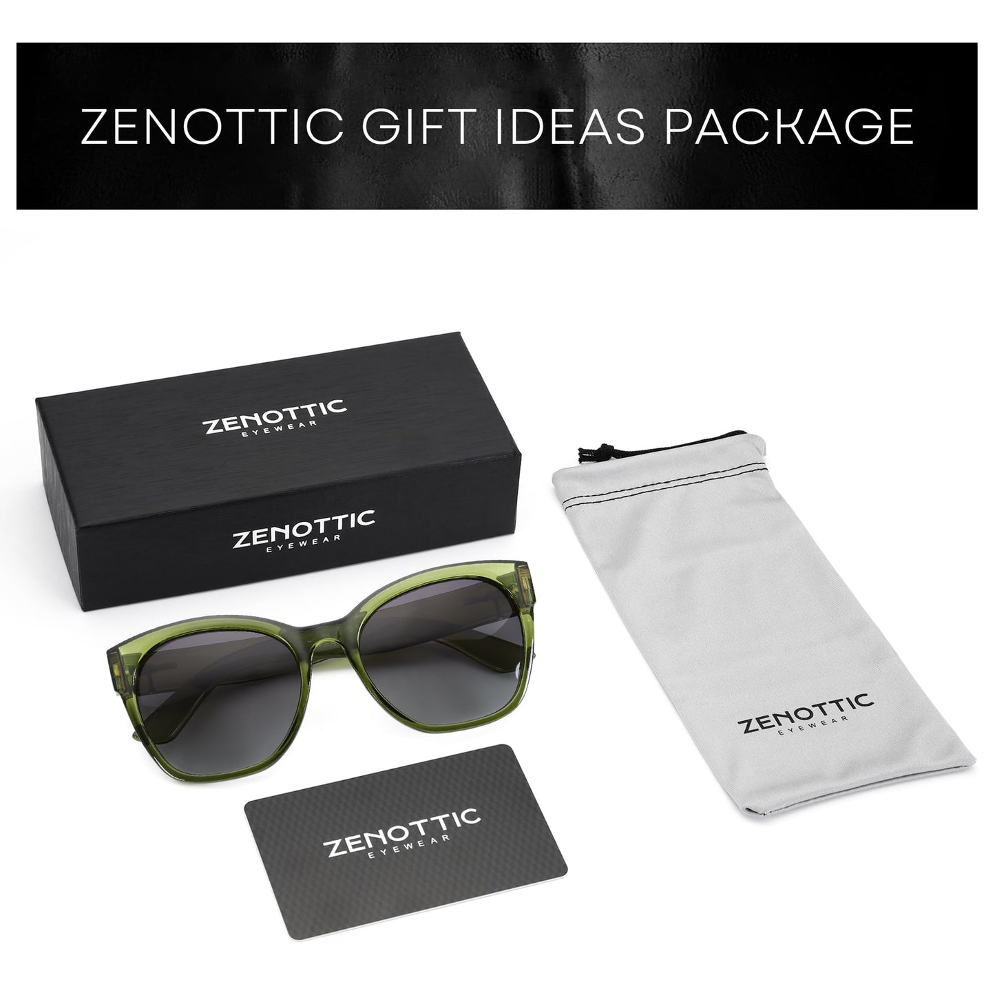 ZENOTTIC Cat Eye Polarized Sunglasses for Women - Oversized Sun Glasses UV400 Protection Retro Shades Designer Style