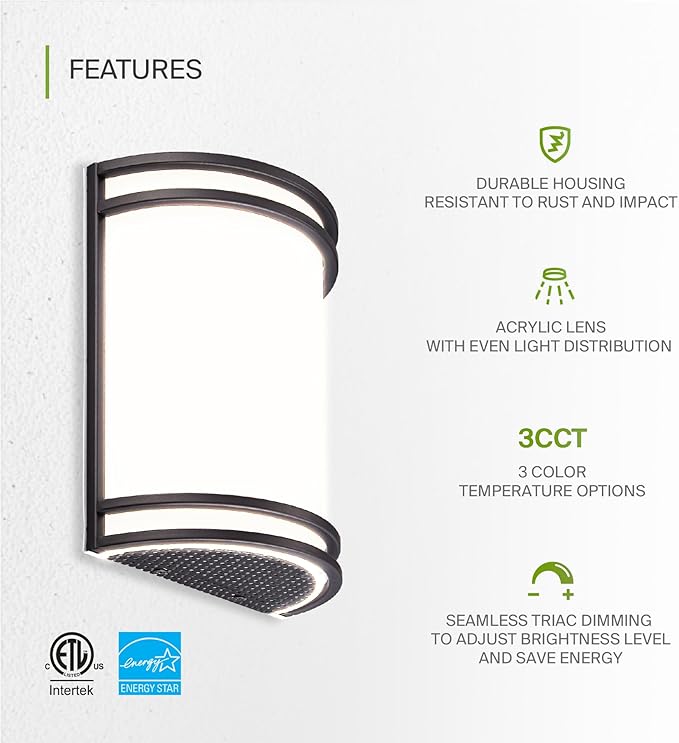 ASD LED Indoor Wall Mount Light Fixture - 10 Inch Modern Interior Oil Rubbed Bronze Wall Sconce Lighting - 3000K 4000K 5000K Adjustable - Half Cylinder Hallway Light Fixture - ETL & Energy Star 4 Pack
