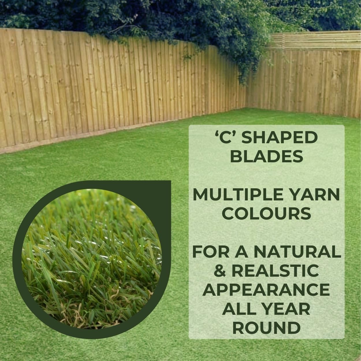 35mm Artificial Grass Natural and Realistic Looking Fake Lawn Astro Turf 1m, 1.5m, 2m, 3m & 4m Widths | 1m x 3m
