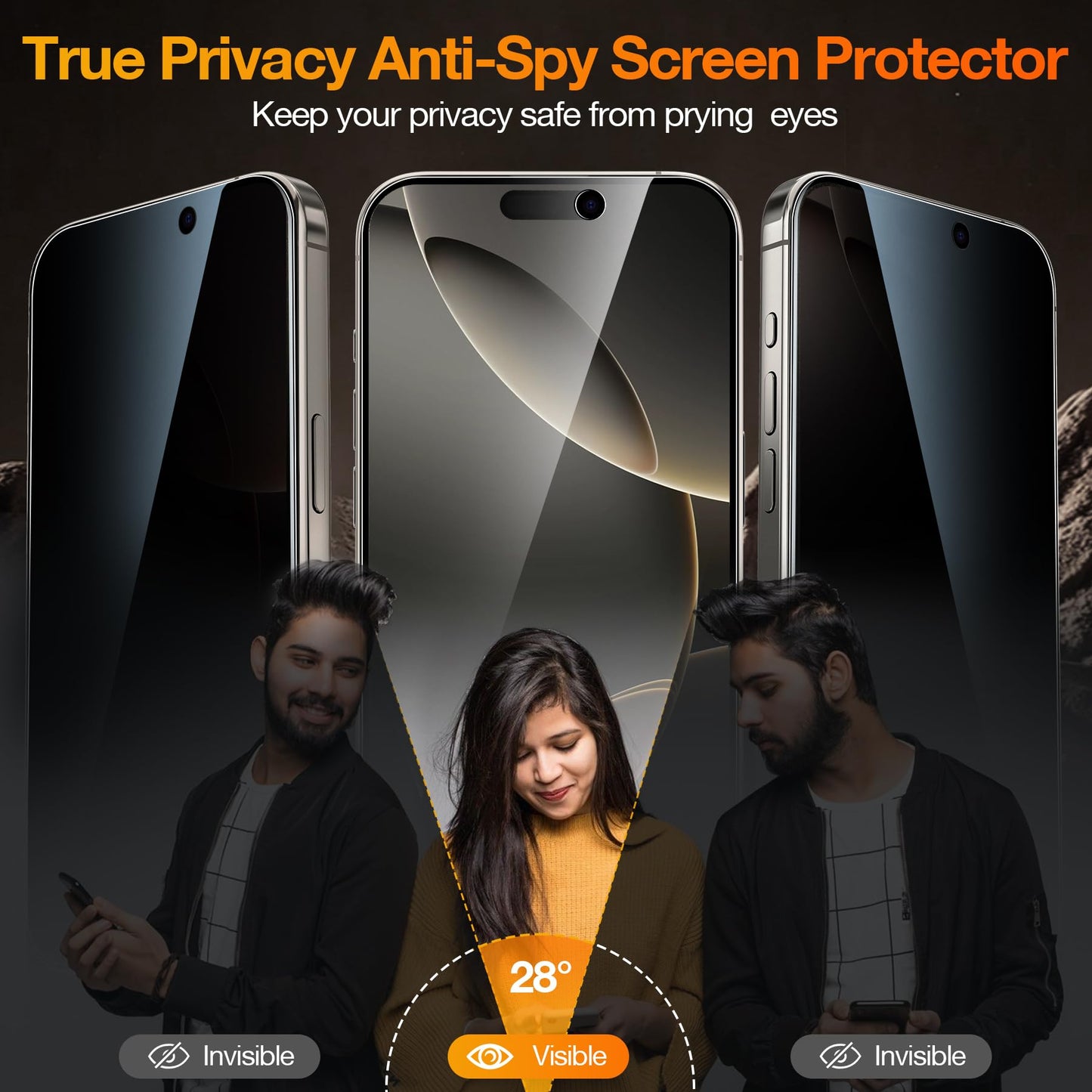 [2 Pack] Privacy Screen Protector for iPhone 11/XR, YMHML Tempered Glass Anti-Spy Bubble Free Case Friendly Easy Installation Film for iPhone 11/XR 6.1 Inch