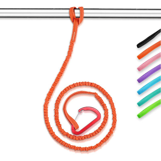OCEANBROAD Kayak Paddle Leash with D-Ring Stretchable Bungee Strap Lanyard Rope for SUP Kayaking Boating Canoeing Fishing Pole Rod 4-7 Feet Orange 1 Pack