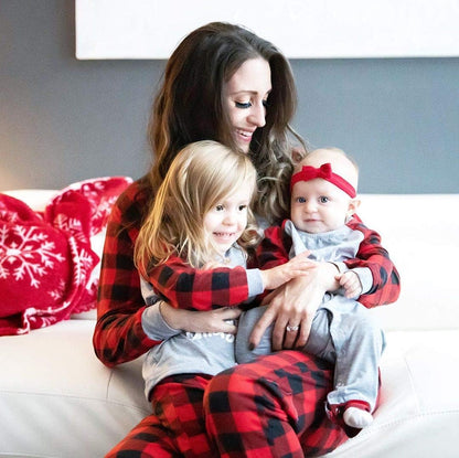 IFFEI Matching Family Pajamas Sets Christmas PJ's with Letter and Plaid Printed Long Sleeve Tee and Bottom Loungewear 6-7 Years Grey