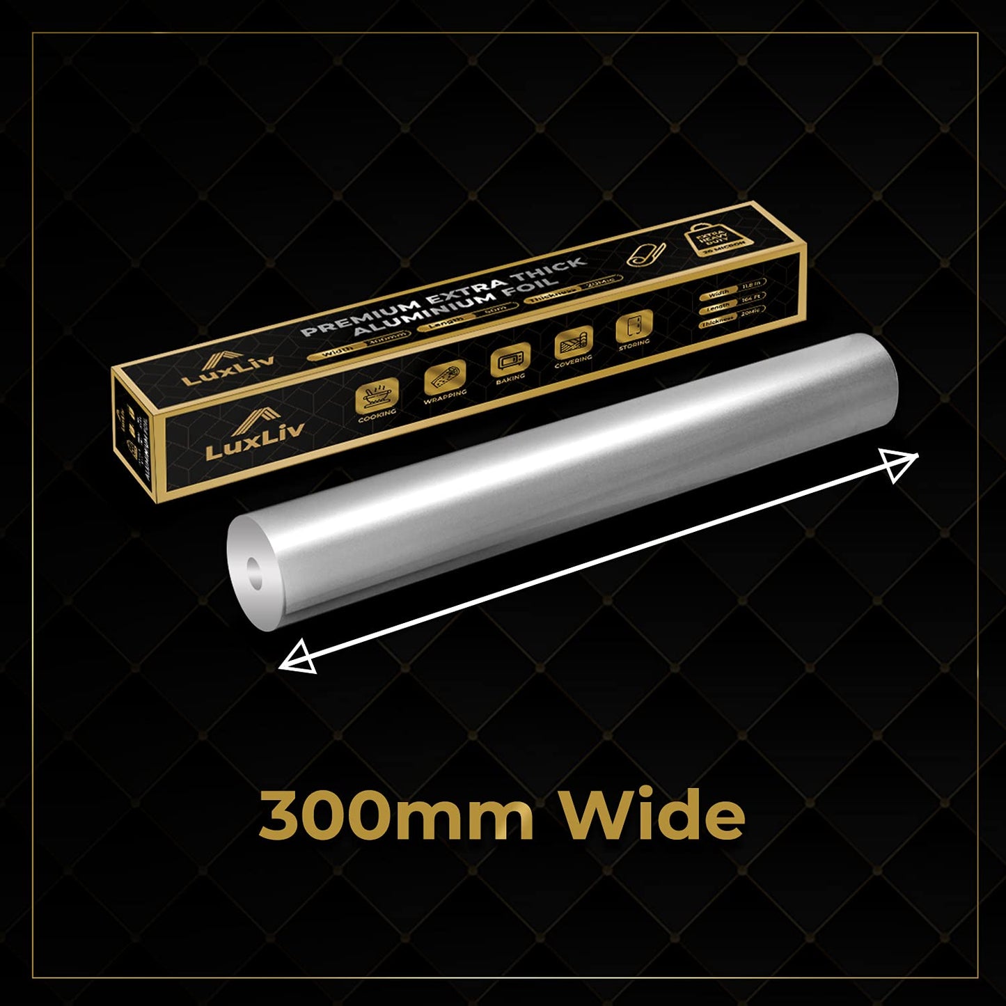 LuxLiv ® 50m Premium Heavy Duty 20 Micron Thick Kitchen Foil Catering Aluminium Tin Foil Roll - 30cm Wide