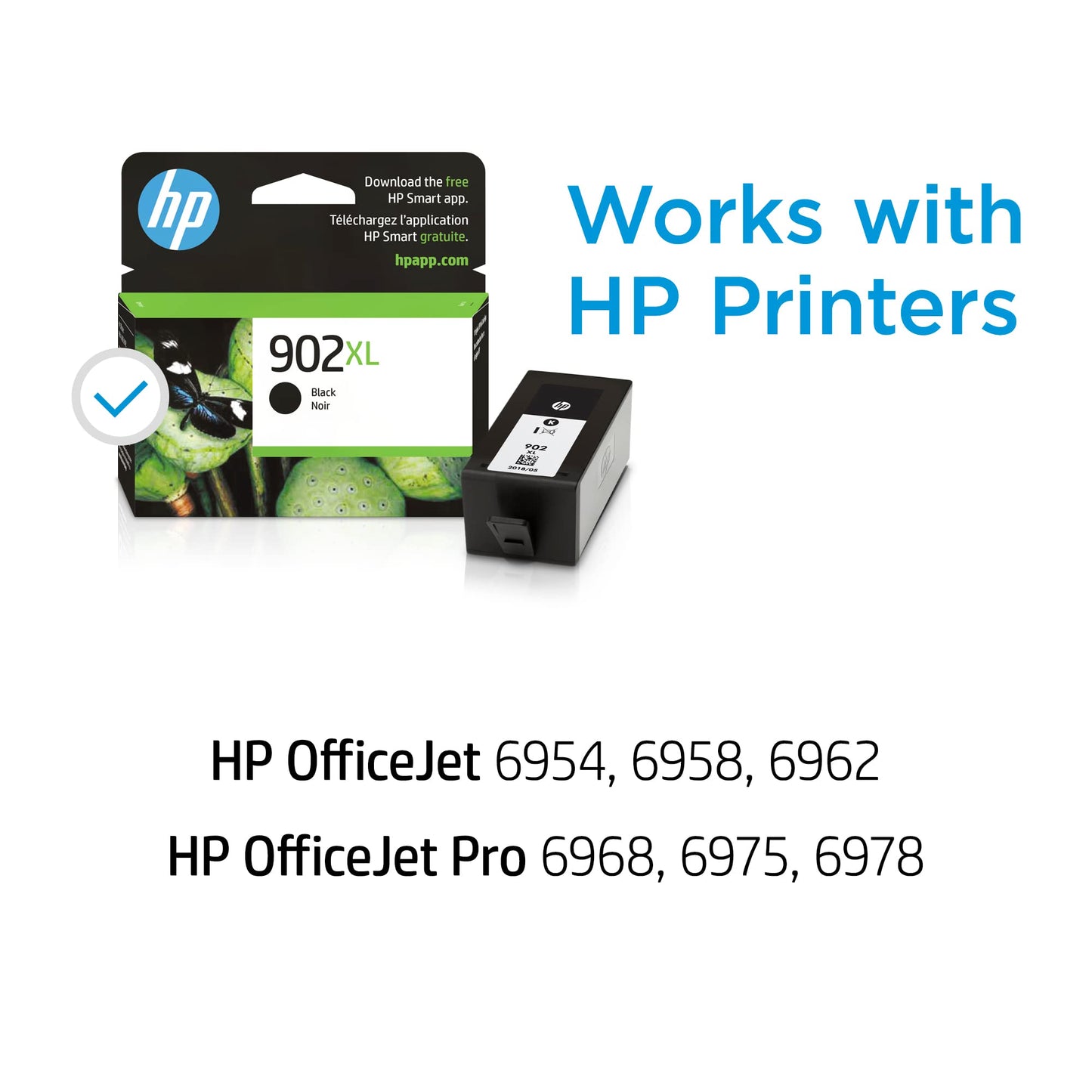 HP 902XL Black High-yield Ink Cartridge for HP Printers | Works with Printer Series: OfficeJet 6954, 6958, 6962, OfficeJet Pro 6968, 6975,, 6978 | Eligible for Instant Ink | T6M14AN