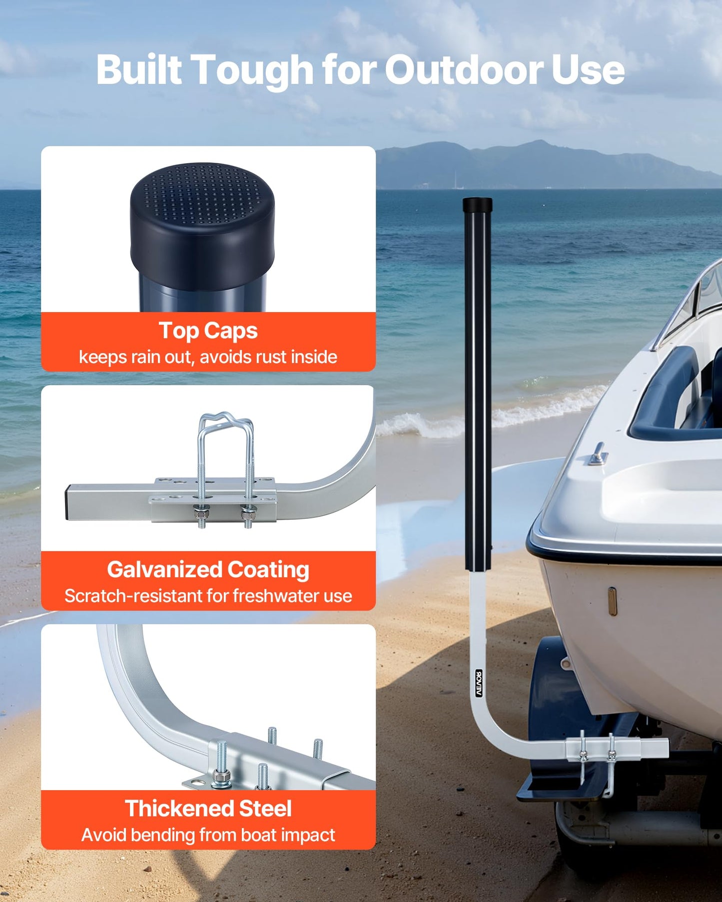 VEVOR Boat Trailer Guides, 40 in/48 in Height Guide Poles, 2PCS High-Hardness Steel Trailer Guide-Ons, Adjustable Guide Poles with PVC Pipes, for Ski Boats, Compact Fishing Boats, Small Sailboat