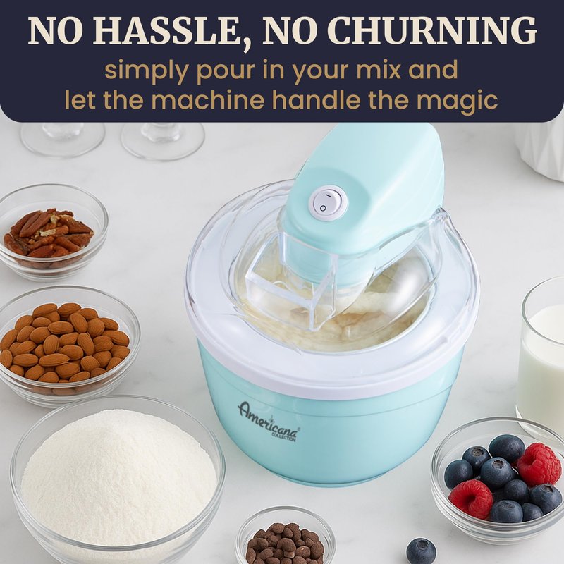 Elite Gourmet Americana Collection Elite EIM520M 1 Quart Automatic Easy Homemade Electric Ice Cream Maker, Frozen Yogurt, Sorbet, Gelato Treat, with Recipes, Mint