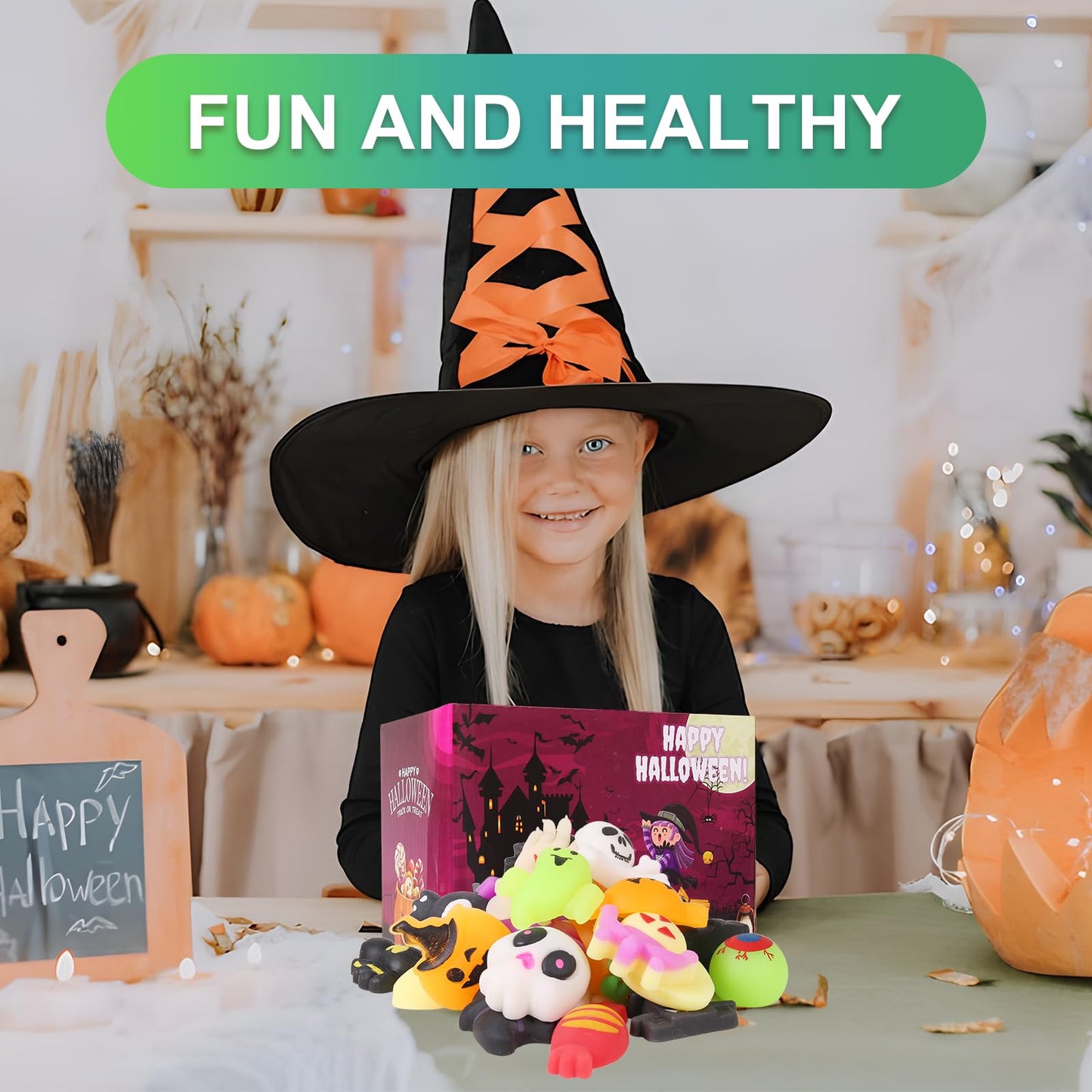 32 pcs Halloween Mochi Squishy Toys,Slow Rising Soft Squishies Toy,Stress Relief Toys,Party Favors Bulk for Kids,Squishy Goodie Bag Gifts,Halloween Treat Bag Classroom Prizes for Kids