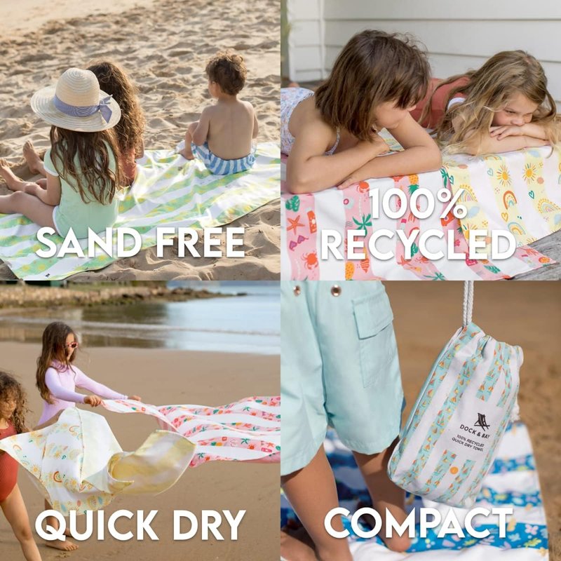 Beach Towel - Quick Dry, Sand-Free, Compact & Lightweight | 100% Recycled, Large (160x90cm)