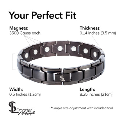 Smarter LifeStyle Elegant Titanium Magnetic Bracelet (Gunmetal Grey)