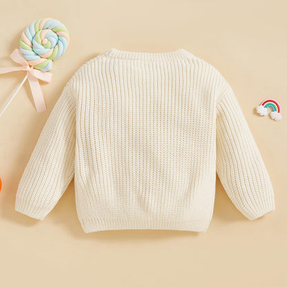 MAYUMMPY Toddler Baby Boy Girl Halloween Sweater Pumpkin Warm Pullover Sweatshirt Knitwear Knitted Fall Winter Clothes (Halloween White, 2-3 Years)