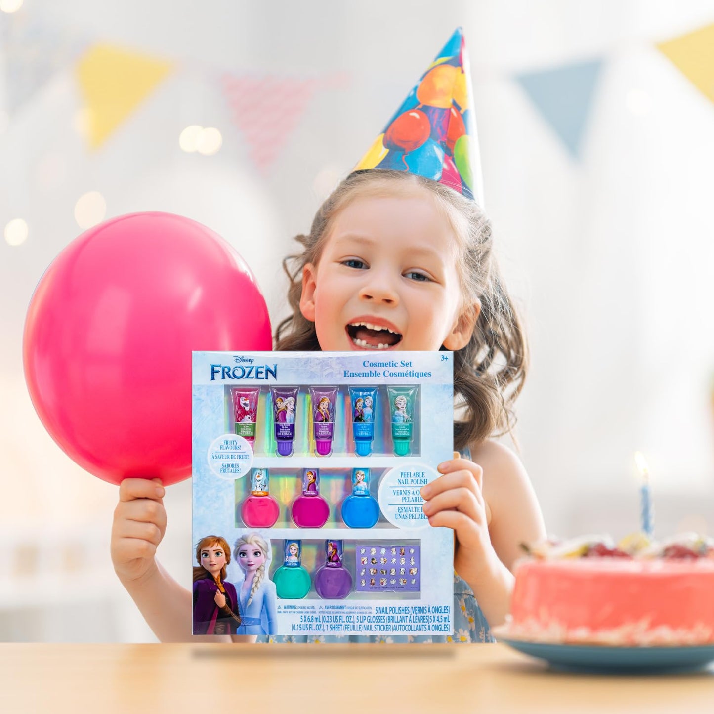 Disney Frozen 2 - Townley Girl Super Sparkly Cosmetic Makeup Set for Girls with Lip Gloss Nail Polish Nail Stickers - 11 Pcs|Perfect for Parties Sleepovers Makeovers| Birthday Gift for Girls 3 Yrs+