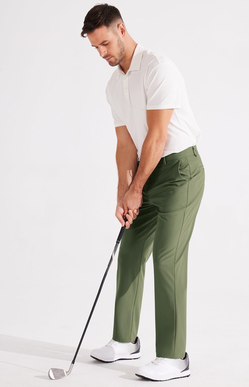Libin Mens Golf Pants Stretch Work Dress Pants 31" Lightweight Business Casual Pants for Men Classic Fit Comfy Trousers Office Lounge with Pockets, Army Green, 34W x 31L