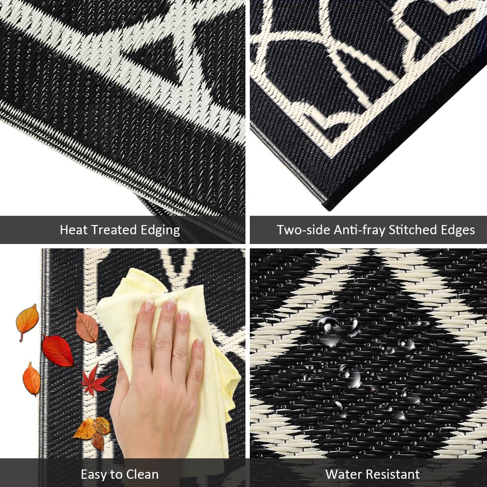 Pendolr Outdoor Rug Waterproof 8x10 ft Outdoor Carpet Patio Rug Mat Reversible RV Camping Rug Plastic Straw Rug Outside Outdoor Area Rug for Patio Deck Balcony Backyard Picnic Beach