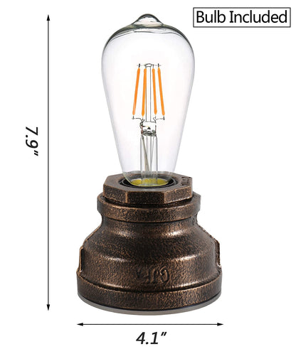 Lovefindahome Vintage Touch Control Table Lamp,Edison 4W LED Dimmable Bulb Included,with 3 Levels of Brightness,Small Desk Industrial Night Light for Living Room Bedroom,Bronze