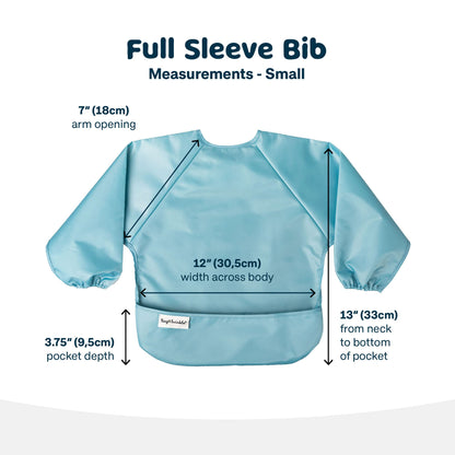 Tiny Twinkle Mess Proof Baby Bibs, 2pk Waterproof Smock Baby Bibs for Eating, Machine Washable Long Sleeve Bibs, Baby Led Weaning, Toddler Bibs, BLW Supplies (Slate Olive, Small 6-24 Months)