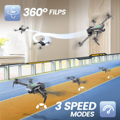 DEERC D70 Mini Drone for Kids Adults with Camera, 1080P HD Foldable RC Quadcopter for Boys Girls with Headless Mode, Tap Fly, 360° Flips, Voice and Gesture Control, 2 Modular Batteries