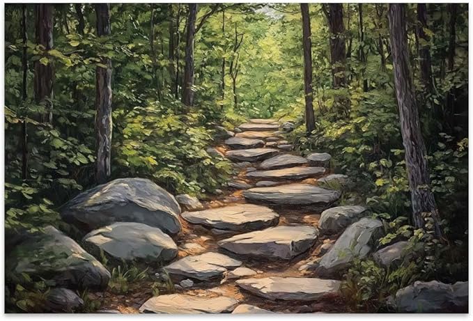 Yesad Nature Wall Art, Forest Path Landscape Wall Decor, Modern Farmhouse Canvas Art Abstract Botanical Canvas Décor Home Decorations for Living Room Bedroom (Unframed,12”x8”, Path)