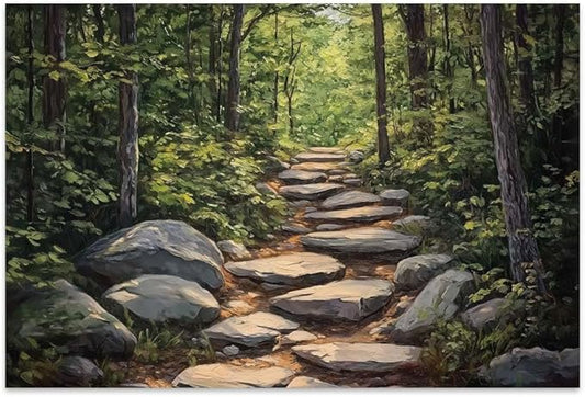 Yesad Nature Wall Art, Forest Path Landscape Wall Decor, Modern Farmhouse Canvas Art Abstract Botanical Canvas Décor Home Decorations for Living Room Bedroom (Unframed,36”x24”, Path)