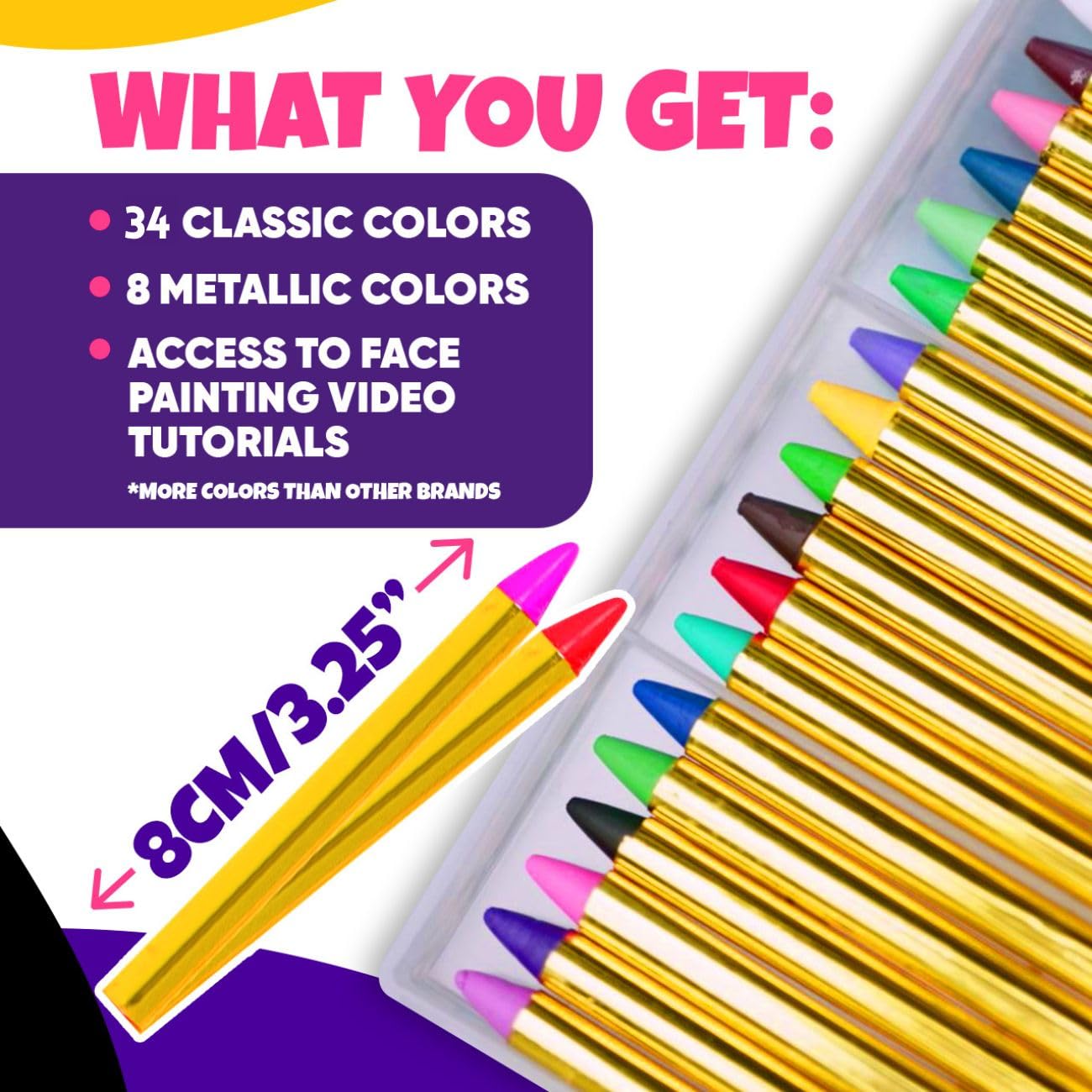 Blue Squid Face Paint Crayons for Kids - 42pcs XL Non-Toxic, Washable Body Paint Crayons - Our Face Painting Kit Makeup Sticks are Easy to Use, Safe for Sensitive Skin and Perfect for a Kids Party