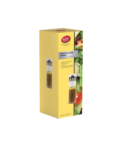 Tablecraft HDS492 Salad Dressing Shaker, Glass with Plastic and Metal Pour Spout Top, Clear