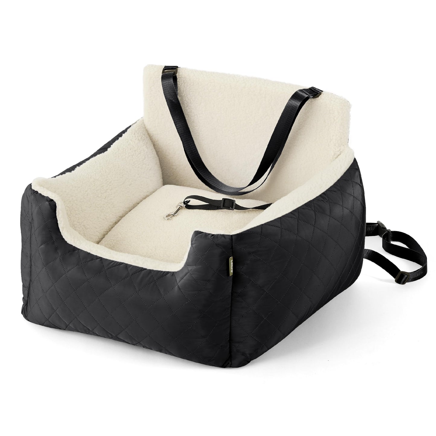 Lesure Small Dog Car Seat - Waterproof Dog Booster Seat, Puppy Car Bed With Clip-On Leash for Pet Travel Carrier Bed, 54.5x49.5x38cm, Black