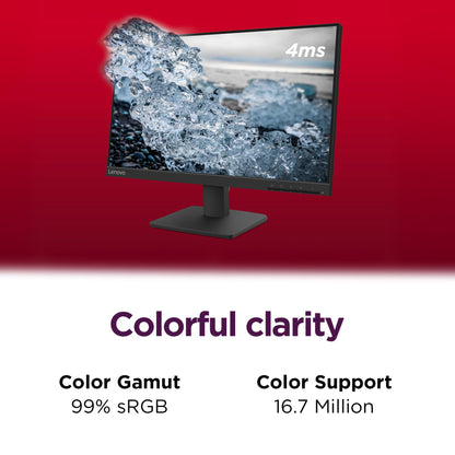 Lenovo L22e-40 Monitor, 21.45” FullHD Resolution, 250 nits Brightness, 75Hz Refresh Rate, AMD FreeSync, HDMI and VGA Ports, Tilt-Adjustable Stand, Natural Low Blue Light, Cloud Grey