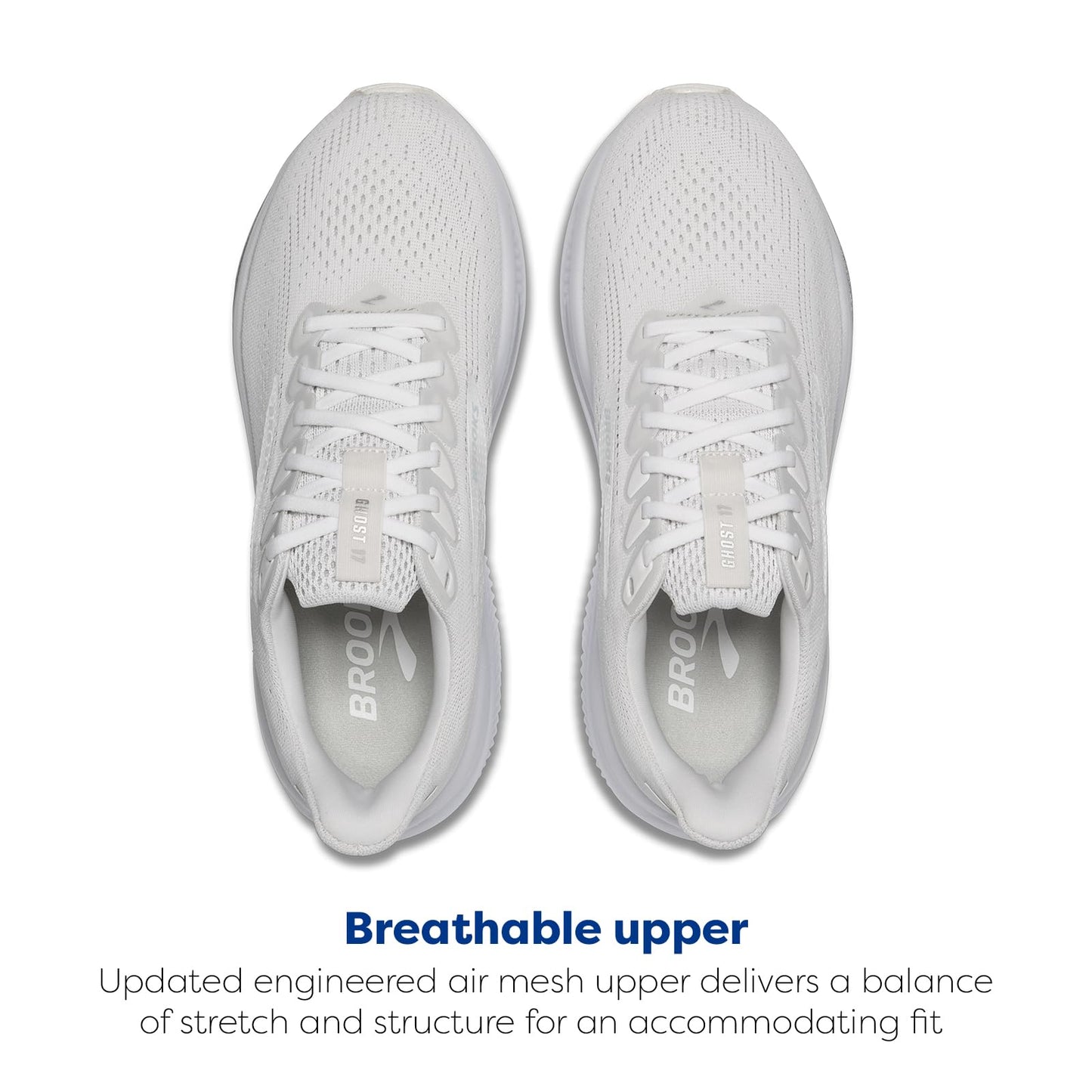 Brooks Women’s Ghost 17 Neutral Running Shoe - White/White/Grey - 6 Medium