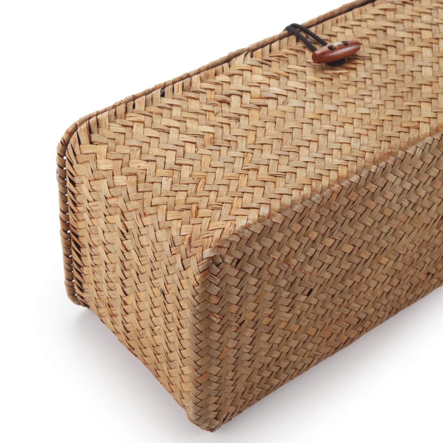 Seagrass Storage Basket with Lid Small Woven Shelf Baskets Rectangular with Sections for Organize Snack Toys Tampon
