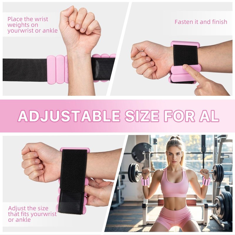 Ankle Weights for Women and Men, Set of 2 (1Lb Each) Adjustable Wrist Weighted Training Bracelet for Home Gym Workout,Strength Training Walkin Running, Foot weights for exercise(Black)