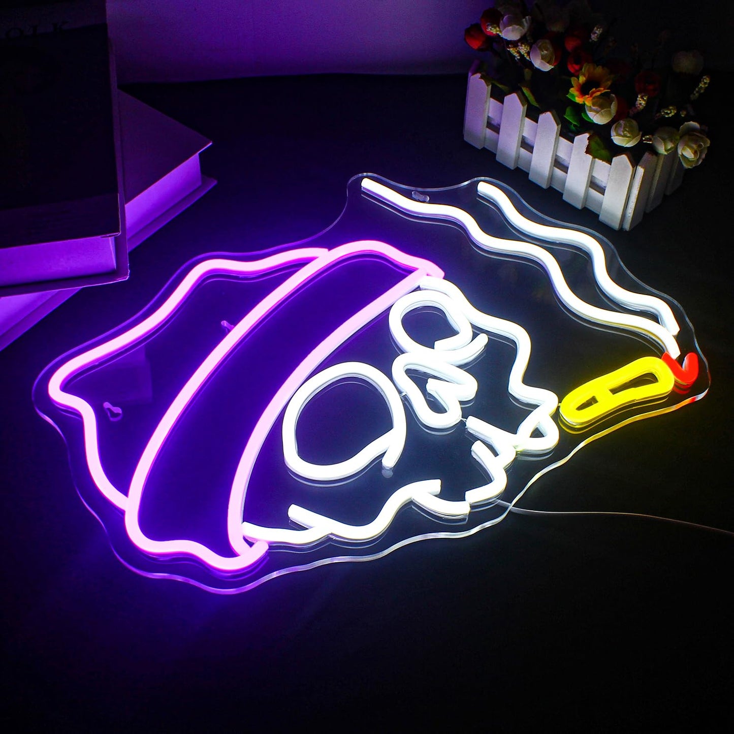 Lucunstar Skull Neon Sign - Adjustable Brightness LED Halloween Decor for Wall, Bedroom, Home, Party Light