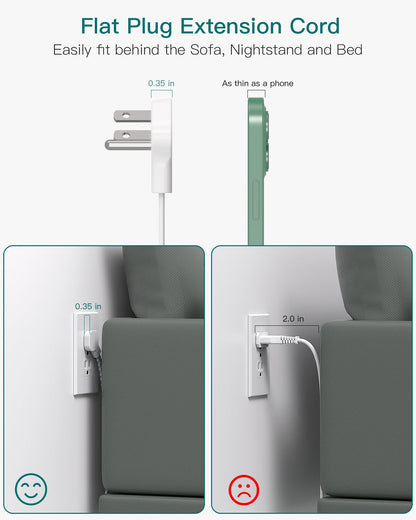 Surge Protector Power Strip, Addtam 5 ft Flat Plug Extension Cord with 4 USB Wall Charger(2 USB C Port), 4 Widely Outlets Desk Charging Station, Home Office and College Dorm Room Essentials
