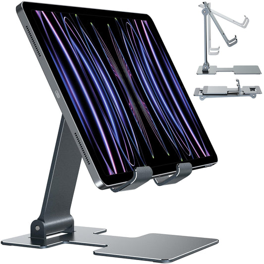 Anozer Tablet Stand,Adjustable Tablet Holder for Desk,Foldable for iPad Stand Dock Holder for iPad Air 5/4/Mini 6/Mini 5/10.2/Pro 12.9/Pro 11,Portable Monitor,Surface (4-13 inch)-Grey