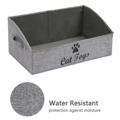 Geyecete Large dog toy bin dog toy box storage box - Foldable Fabric Trapezoid Organizer Boxes with Handle, Collapsible Basket for Dog Toys (Gray-DOG)