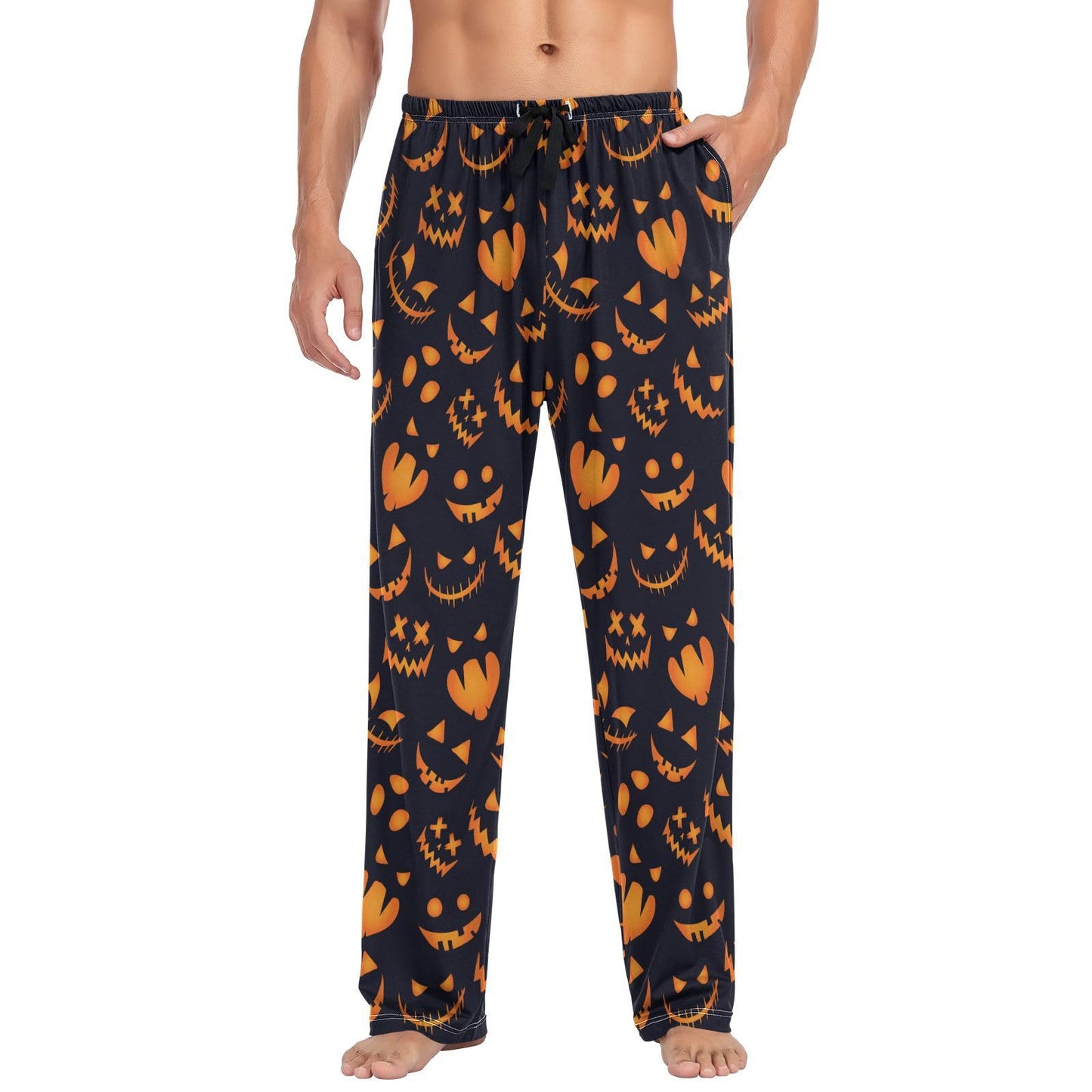 Pumpkin Halloween Pajama Pants Mens Lounge Pants Super Soft Men Pajama Bottoms with Drawstring Pockets Size M