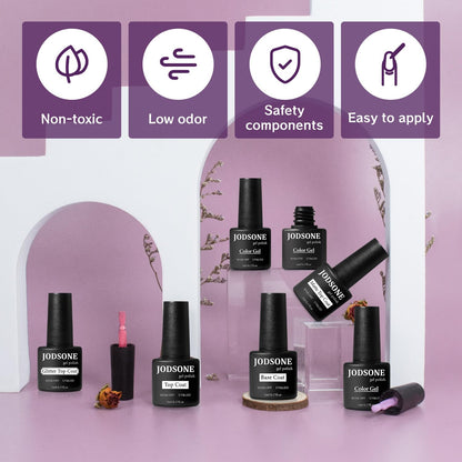 JODSONE Gel Nail Polish Kit with U V Light 32 Colors Gel Polish Nail + 4 Functional Adhesive Bottles Kit Soak Off Manicure Tools Gifts for Women