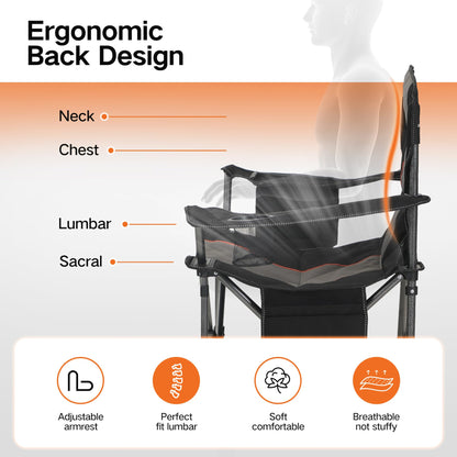 ALPHA CAMP Folding Camping Chair for Adults, Oversized Heavy Duty Lawn Chairs with Cooler Bag, Cup Holder & 600D Oxford Fabric, Folding Chairs for Outside Support 450 LBS,Outdoor Chair 2 Pack