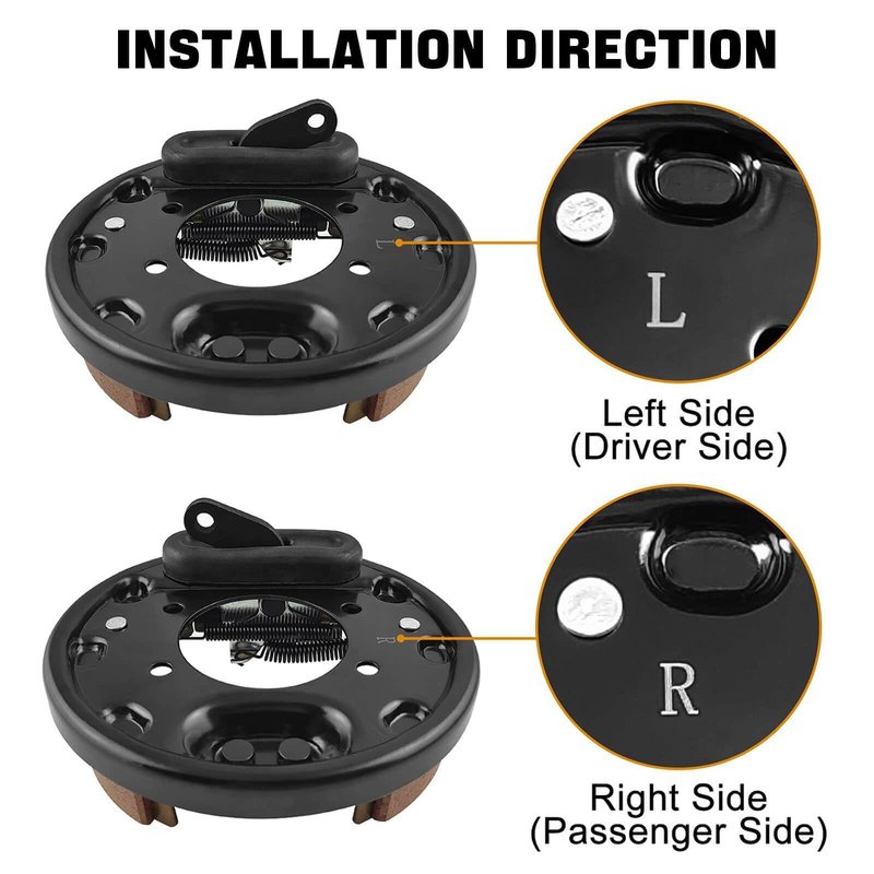 Golf Cart Brake Assembly Rear for EZGO TXT PDS Medalist and Yamaha Golf Carts G14 G16 G19 G20 G21 G22 Driver Side and Passenger Side, Includes Brake Shoes, OEM# 70998-G01 70998-G02 JN6-F7290-03-00
