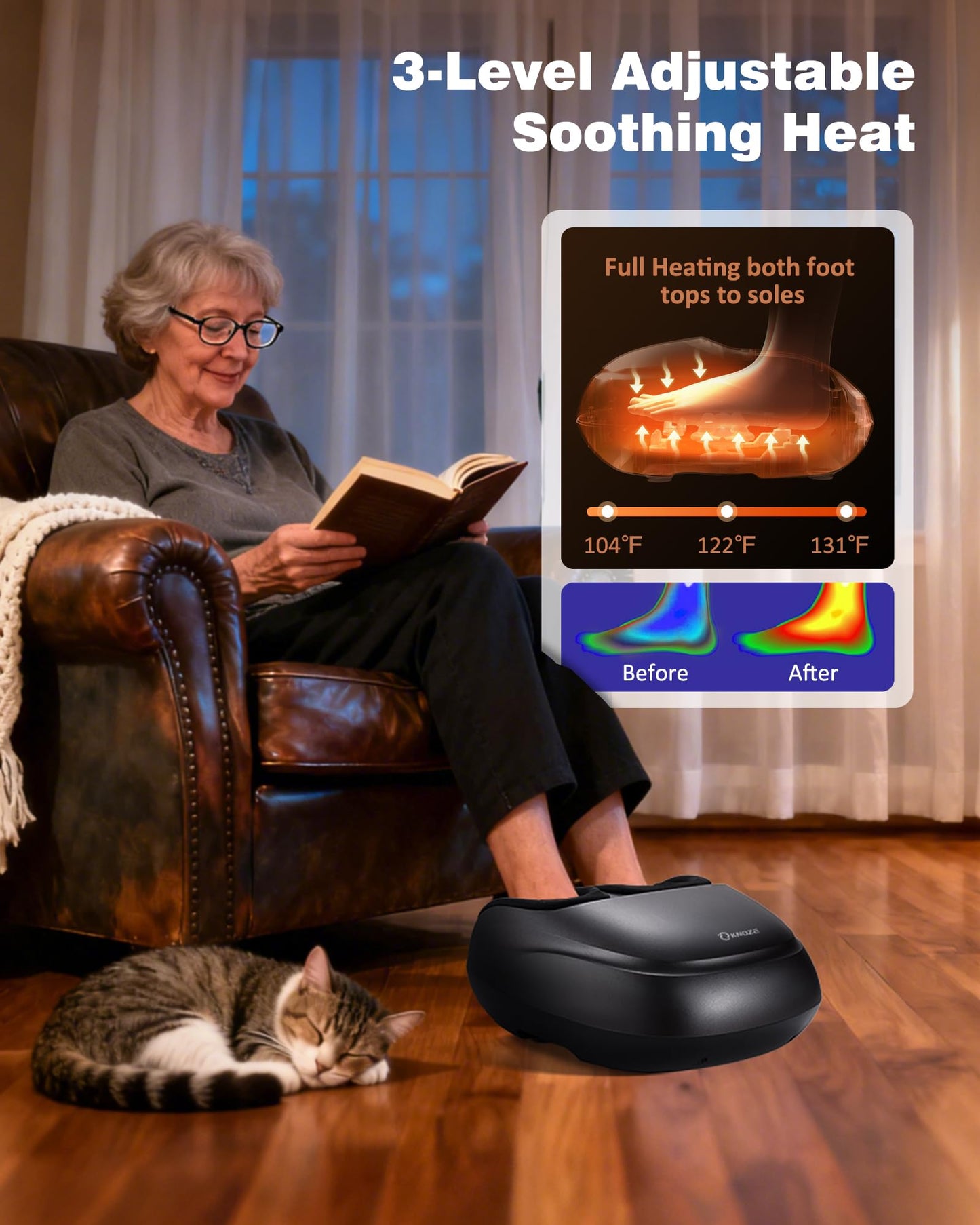 Foot Massager Machine with Heat, Shiatsu Deep Kneading Foot Massager with Remote, Compression, Multi-Massage Modes, Auto-Off Timers, Gifts for Women Men