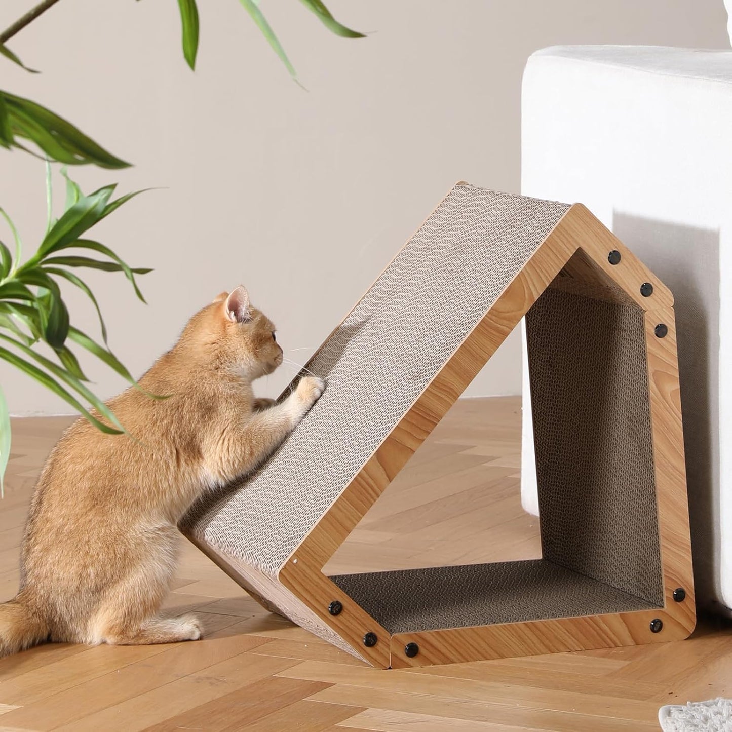 FUKUMARU Cat Scratcher House, Cozy Cardboard Design, Safe and Secure for Kittens, Eco-Friendly, 16.14 in Bevelled Surface, Maximum Load Capacity 22 Lbs